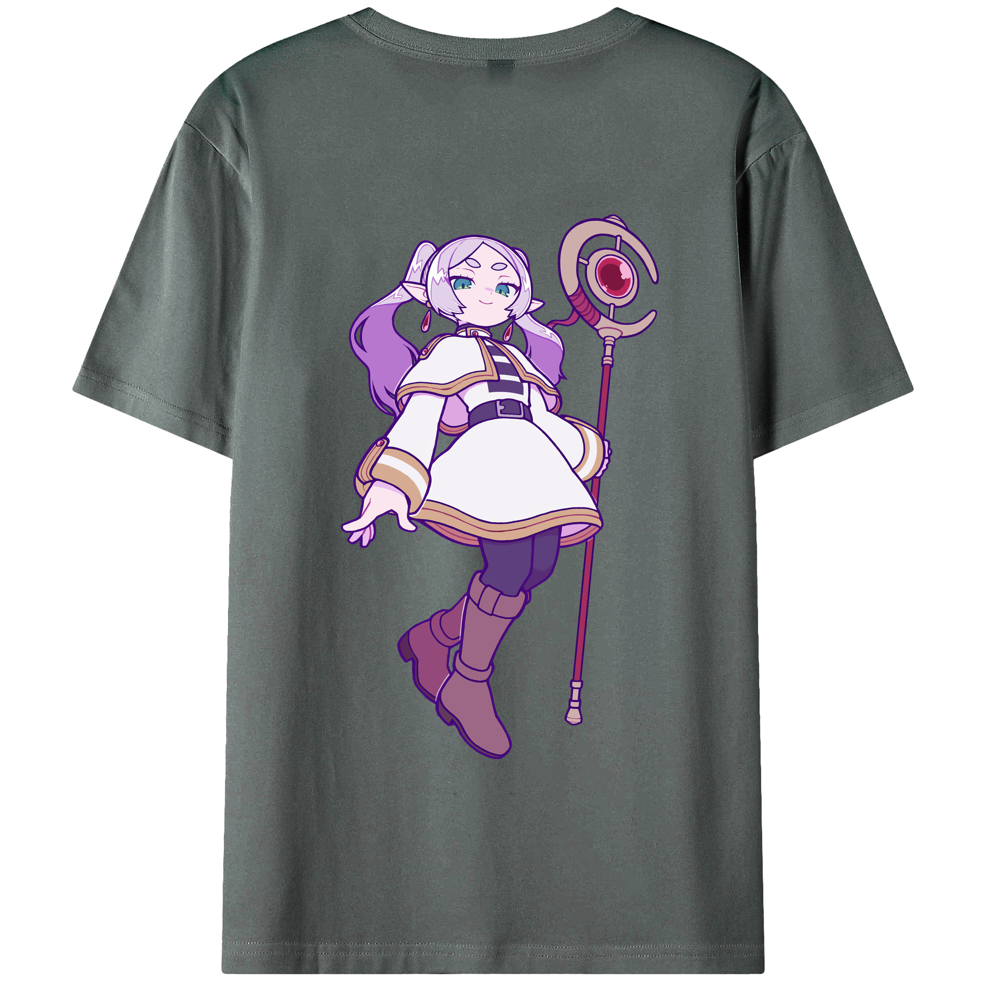 （画像用） 葬送のフリーレン Frieren 綿100％半袖Tシャツ（背面プリント）